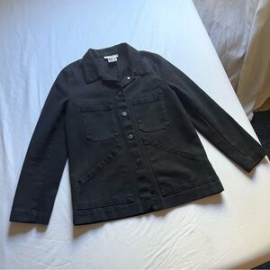 CARLEEN black denim canvas utility long sleeve button up work chore jacket